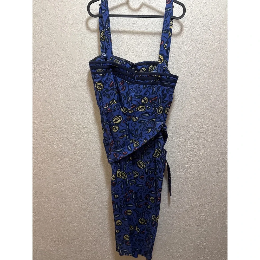 Cartonnier‎ by Anthropologie Jumpsuit Blue Floral Print Wide Leg crop Size 10